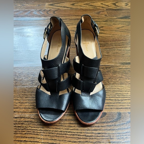 Cole Haan black leather sandals heels buckle women’s  size 9 - Picture 2 of 10